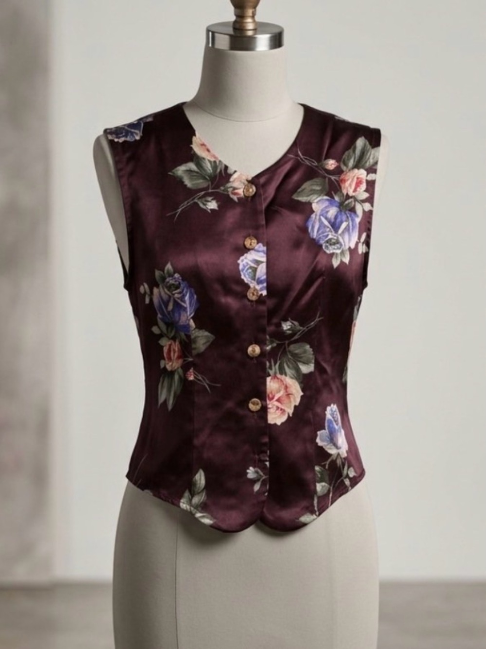 Jaipur Floral Satin Burgundy Vest
